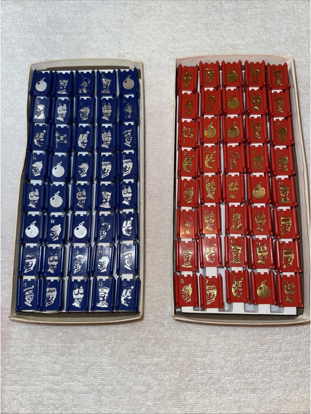Vintage Stratego Replacement Pieces (FULL SET of 40+40 Red/Blue) 1986 Board Game